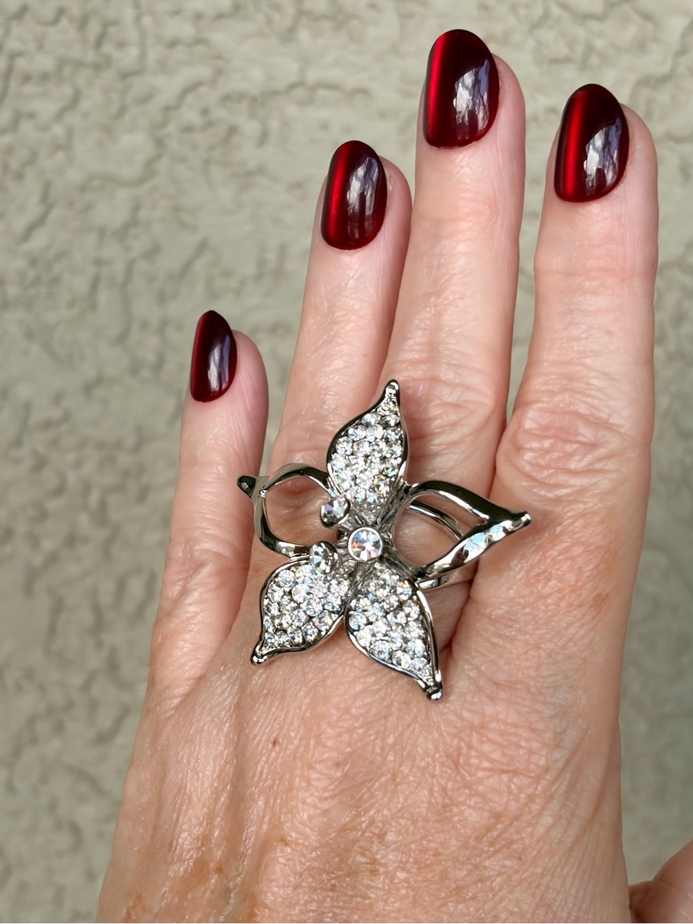 Camille Lucie Crystal Flower Cocktail Ring